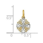 Load image into Gallery viewer, 14K Yellow Gold with White Rhodium Cut-Out Heart Edge Flower Charm Pendant
