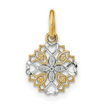 Load image into Gallery viewer, 14K Yellow Gold with White Rhodium Cut-Out Heart Edge Flower Charm Pendant
