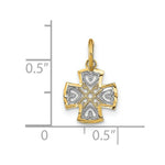 Load image into Gallery viewer, 14K Yellow Gold with White Rhodium with Diamond-cut Hearts In Cross Charm Pendant
