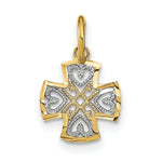 Load image into Gallery viewer, 14K Yellow Gold with White Rhodium with Diamond-cut Hearts In Cross Charm Pendant
