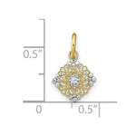 Load image into Gallery viewer, 14K Yellow Gold with White Rhodium Diamond-cut Mini Filigree Medallion Charm Pendant
