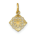 Load image into Gallery viewer, 14K Yellow Gold with White Rhodium Diamond-cut Mini Filigree Medallion Charm Pendant
