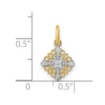 Load image into Gallery viewer, 14K Yellow Gold with White Rhodium Mini Cross Medallion Charm Pendant

