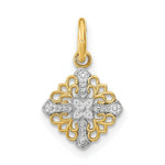 Load image into Gallery viewer, 14K Yellow Gold with White Rhodium Mini Cross Medallion Charm Pendant
