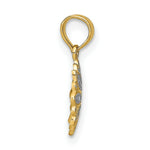 Load image into Gallery viewer, 14K Yellow Gold with White Rhodium with Diamond-cut Mini Filigree Flower Charm Pendant

