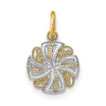 Load image into Gallery viewer, 14K Yellow Gold with White Rhodium with Diamond-cut Mini Pinwheel Medallion Charm Pendant

