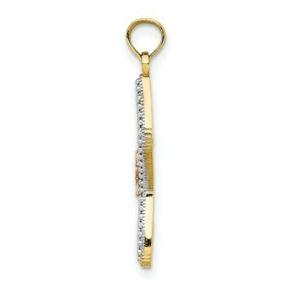 14K Tri-Color Gold Small Cut-Out Small Starfish Charm Pendant