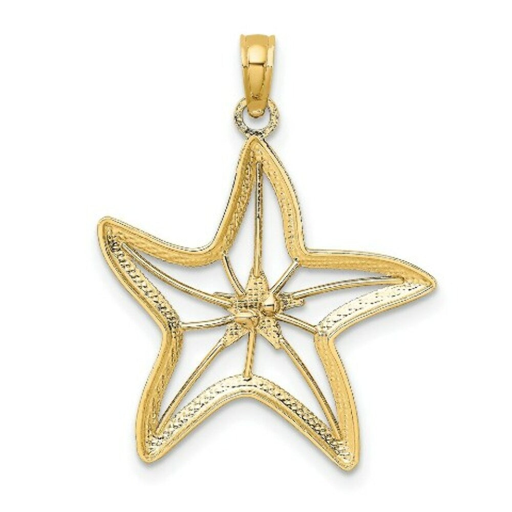 14K Tri-Color Gold Small Cut-Out Small Starfish Charm Pendant