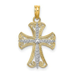 Load image into Gallery viewer, 14K Yellow Gold with White Rhodium Textured Cross Charm Pendant
