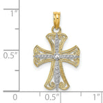 Load image into Gallery viewer, 14K Yellow Gold with White Rhodium Textured Cross Charm Pendant
