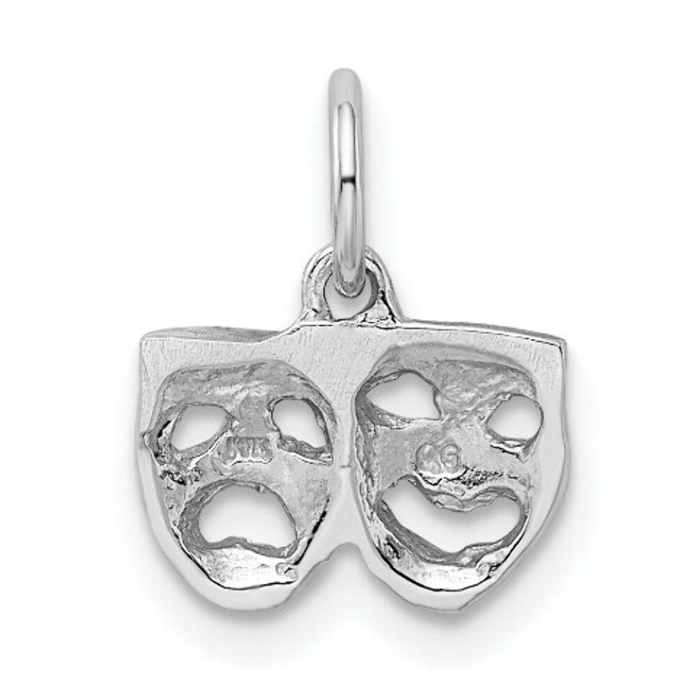 14K White Gold Solid Comedy Tragedy Charm