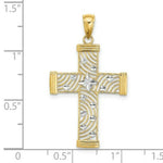 Load image into Gallery viewer, 14K Yellow Gold with White Rhodium Diamond-cut with Cut-Out Cross Charm Pendant

