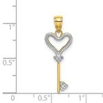 Load image into Gallery viewer, 14K Yellow Gold with White Rhodium Key With Heart Charm Pendant
