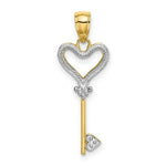 Load image into Gallery viewer, 14K Yellow Gold with White Rhodium Key With Heart Charm Pendant
