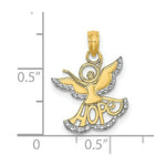 Load image into Gallery viewer, 14K Yellow Gold with White Rhodium Polished Textured Cut-Out Angel With Hope Charm Pendant
