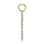 Load image into Gallery viewer, 14K Yellow Gold with White Rhodium Polished Textured Cut-Out Angel With Hope Charm Pendant
