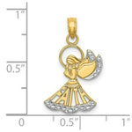 Load image into Gallery viewer, 14K Yellow Gold with White Rhodium Polished with Textured Angel With Faith Charm Pendant
