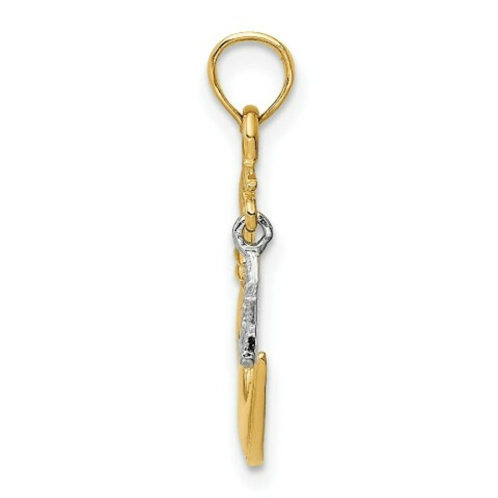 14K Two-tone Gold Polished Open-Backed Half Moon & Star Pendant