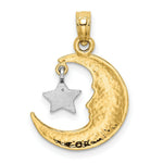 Load image into Gallery viewer, 14K Two-tone Gold Polished Open-Backed Half Moon &amp; Star Pendant

