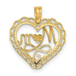 Load image into Gallery viewer, 14K Yellow Gold with White Rhodium Cut-Out Mom Inside Scallop Heart Charm Pendant
