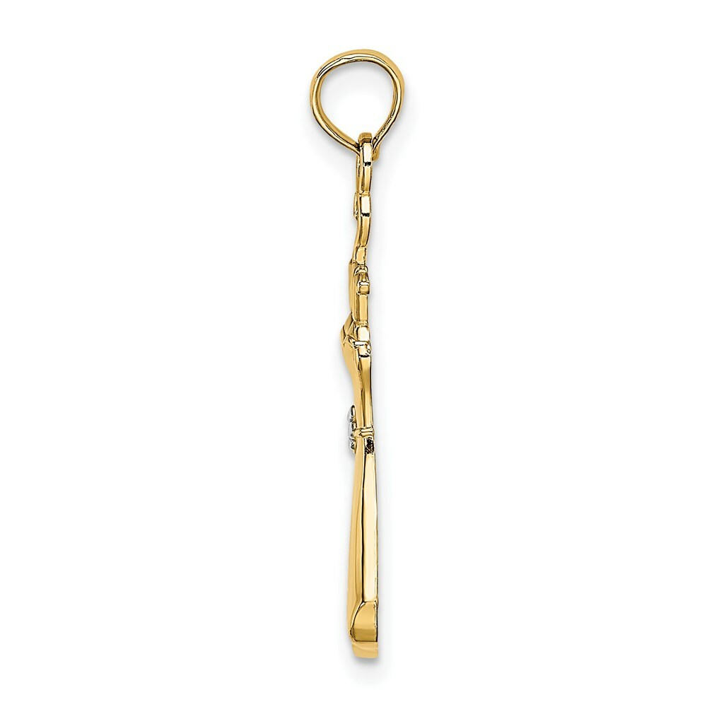 14K Yellow Gold with White Rhodium Dress With Flower Charm Pendant