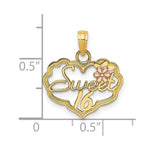 Load image into Gallery viewer, 14K Two-Tone Gold Sweet 16 Heart With Flower Charm Pendant
