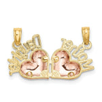Load image into Gallery viewer, 14K Two-Tone Gold Mother &amp; Daughter Breakable Hearts Charm Pendant
