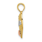 Load image into Gallery viewer, 14K Tri-Color Gold Grandma In Filigree Heart Charm Pendant
