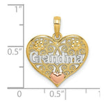 Load image into Gallery viewer, 14K Tri-Color Gold Grandma In Filigree Heart Charm Pendant

