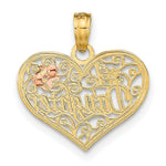 Load image into Gallery viewer, 14K Tri-Color Gold #1 DAUGHTER In Heart With Flowers Charm Pendant
