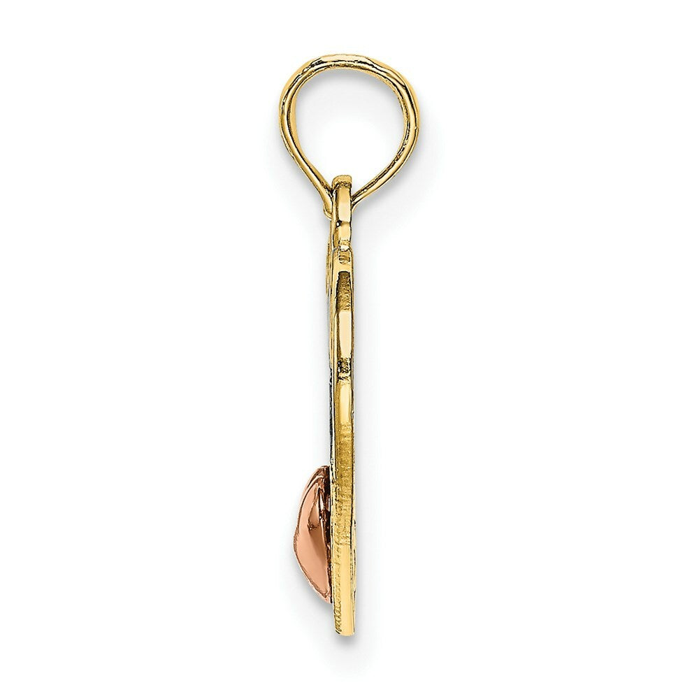 14K Two-Tone Gold & White Polished MOM and Heart in Heart Pendant