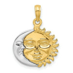 Load image into Gallery viewer, 14K Two-tone Gold Solid Polished 3-Dimensional Sun &amp; Moon Pendant
