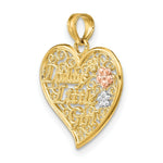 Load image into Gallery viewer, 14K Tri-Color Gold DADDY'S LITTLE GIRL Filigree Heart With Flowers Charm Pendant
