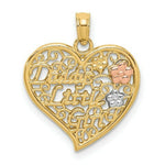 Load image into Gallery viewer, 14K Tri-Color Gold DADDY'S LITTLE GIRL Filigree Heart With Flowers Charm Pendant
