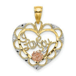Load image into Gallery viewer, 14K Tri-Color Gold I Love You In Heart With Flower Charm Pendant
