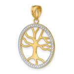 Load image into Gallery viewer, 14k Yellow Gold and White Rhodium 3-D Large Tree of Life Round Frame Charm Pendant

