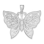 Load image into Gallery viewer, 14K White Gold Large Diamond-cut Beaded Butterfly Charm Pendant
