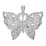 Load image into Gallery viewer, 14K White Gold Large Diamond-cut Beaded Butterfly Charm Pendant
