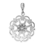 Load image into Gallery viewer, 14K White Gold Starbust With Heart and Diamond-cut Beaded Scallop Edge Charm Pendant
