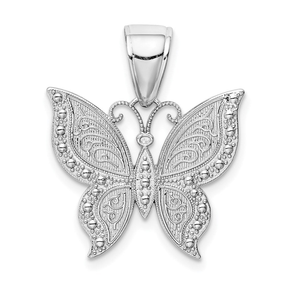 14K White Gold Butterfly Pendant