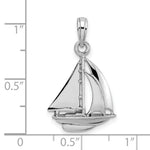 Load image into Gallery viewer, 14K White Gold Polished 3-D Sailboat Charm Pendant
