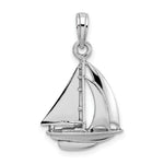 Load image into Gallery viewer, 14K White Gold Polished 3-D Sailboat Charm Pendant
