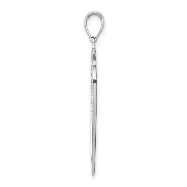14k White Gold Cross Shield With Joshua 1:9 On Reverse Charm Pendant