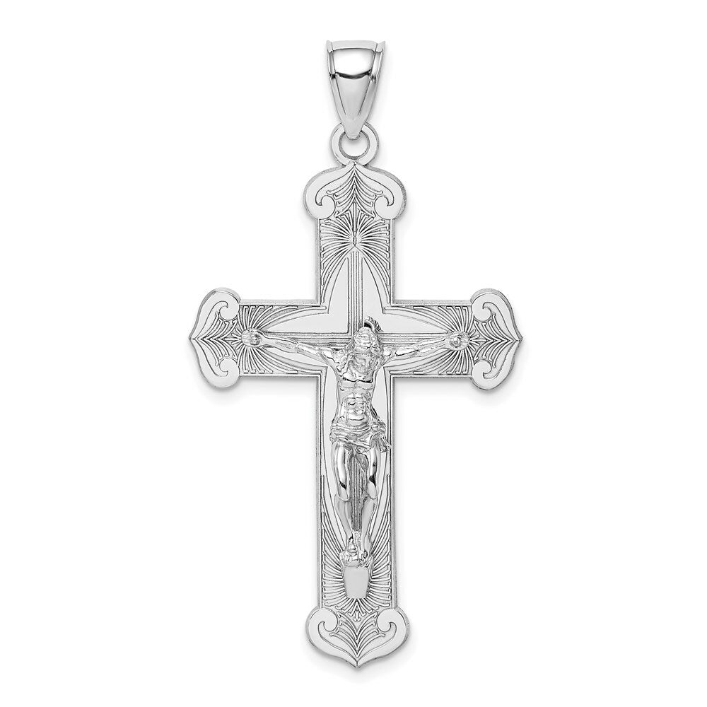 14K White Gold Crucifix Cross Charm Pendant