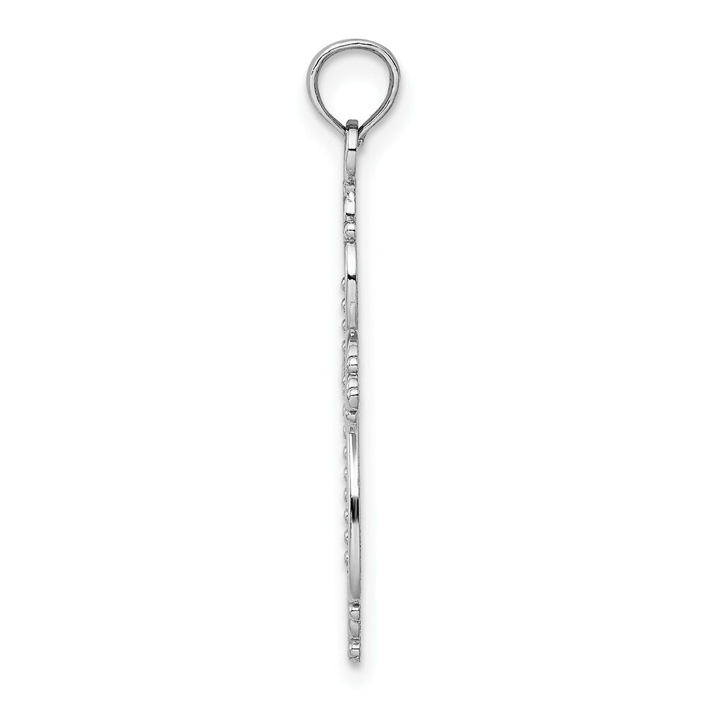 14K White Gold Beaded Cross Charm Pendant