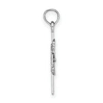 Load image into Gallery viewer, 14K White Gold Cut-Out Dove On Cross Charm Pendant
