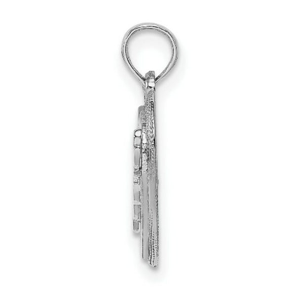 14K White Gold Mom Inside Heart Charm Pendant