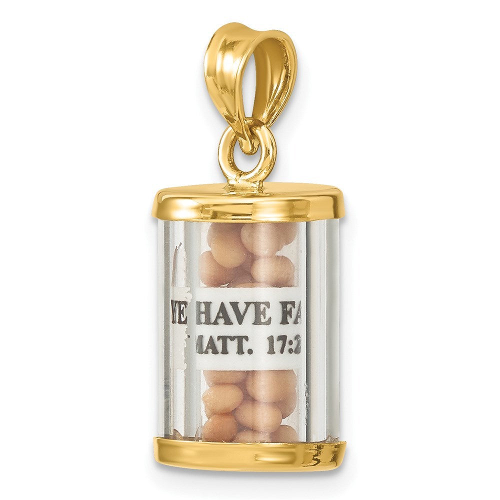 14K Yellow Gold 3-D Moveable Mustard Seeds If Ye Have Faith Pendant