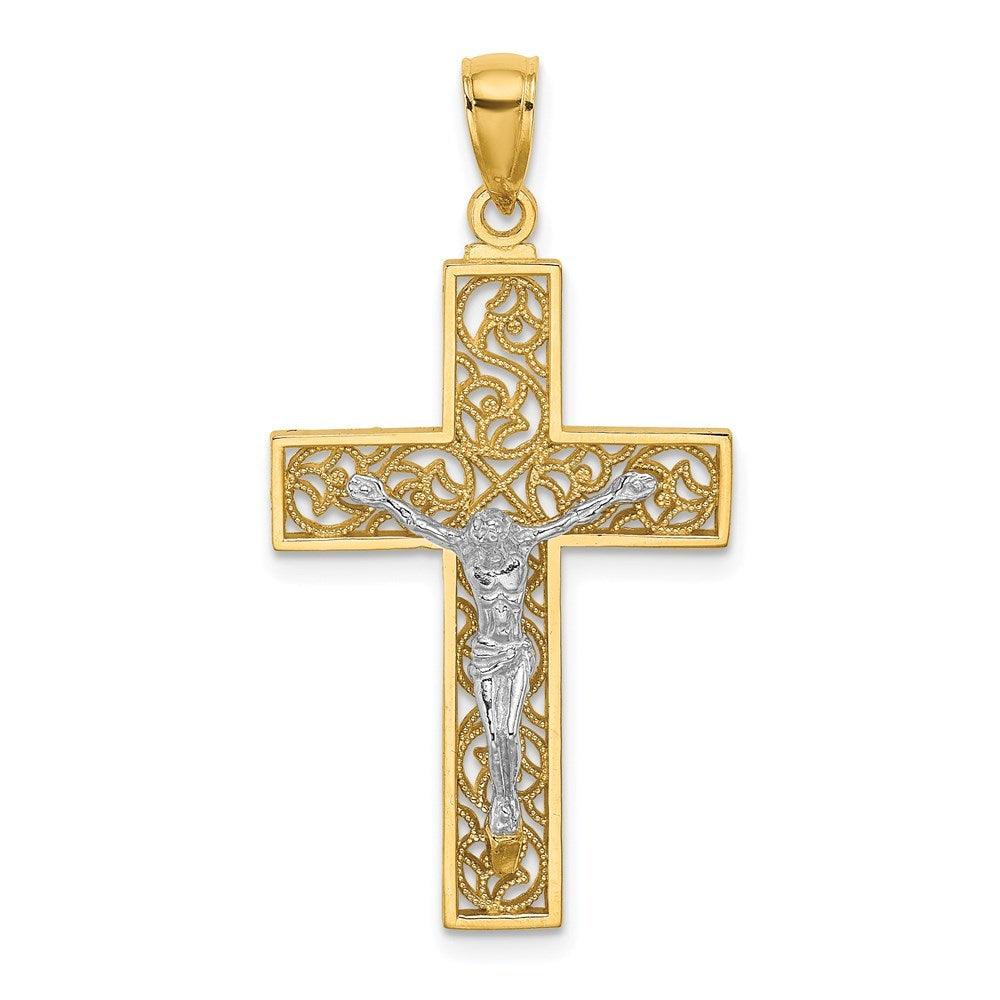 14K Two-Tone Gold Crucifix Pendant