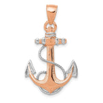 Load image into Gallery viewer, 14k Rose Gold With Rhodium Anchor With Rope Pendant
